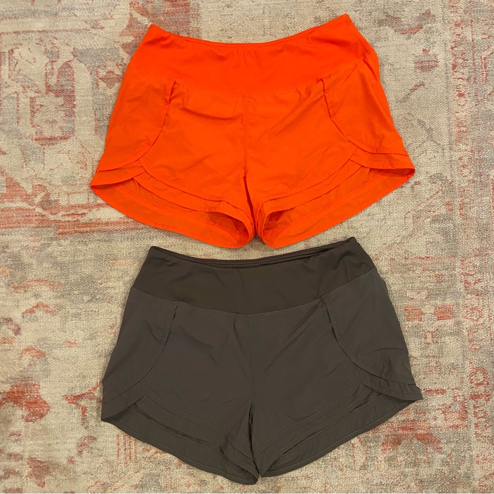 NWOT Women’s Running Athletic Shorts, 2 Pairs, Orange & Green